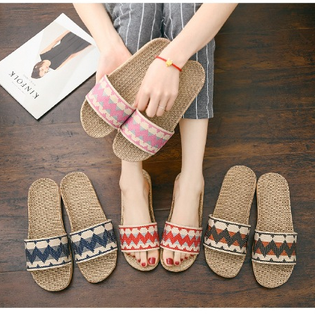 รองเท้าแตะสาน ลายผ้าอินเดีย พื้นทอเชือกปอ 💕🔐✏️💛พร้อมส่งจาก กทม 3สี - รูปที่ 2