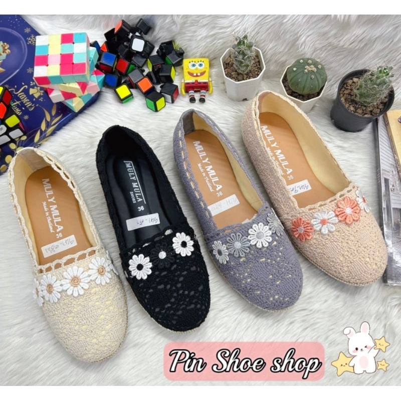 🌼A-497 รองเท้าคัชชูดอกเดซี่ Size 36-44 ไม่มีส้น