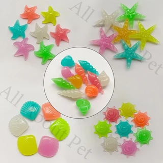 ปลาดาวสีเรืองแสง 100 ชิ้น, พลาสติกรูปหอยสังข์, หินเทียม, การตกแต่งหินเรืองแสง, สวน, ตู้ปลา, บ่อ, แนวนอน, พิพิธภัณฑ์สัตว์