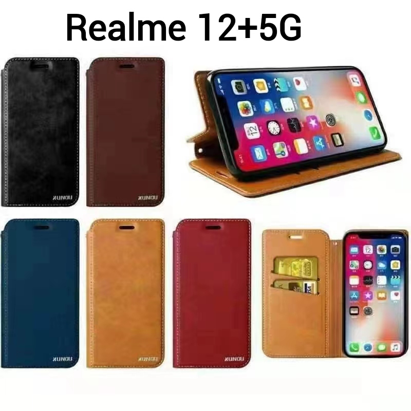 Realme 12X 5G/Realme 12Pro 5G/Realme 12Pro+5G/Realme12 5GเคสฝาพับRealme 12+5Gเคสกระเป๋าเปิดปิดแบบแม่เหล็ก เก็บนามบัตรได้