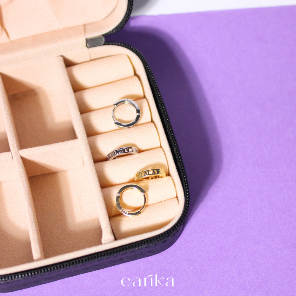 earika.earrings - roman hoop ต่างหูห่วงก้านเงินแท้ชุบทองคำขาว/ทอง เหมาะสำหรับคนแพ้ง่าย