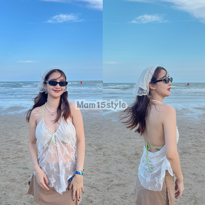 Mam15style พร้อมส่ง เสื้อซีทรูแฟชั่น Sexy ใส่ได้2แบบ