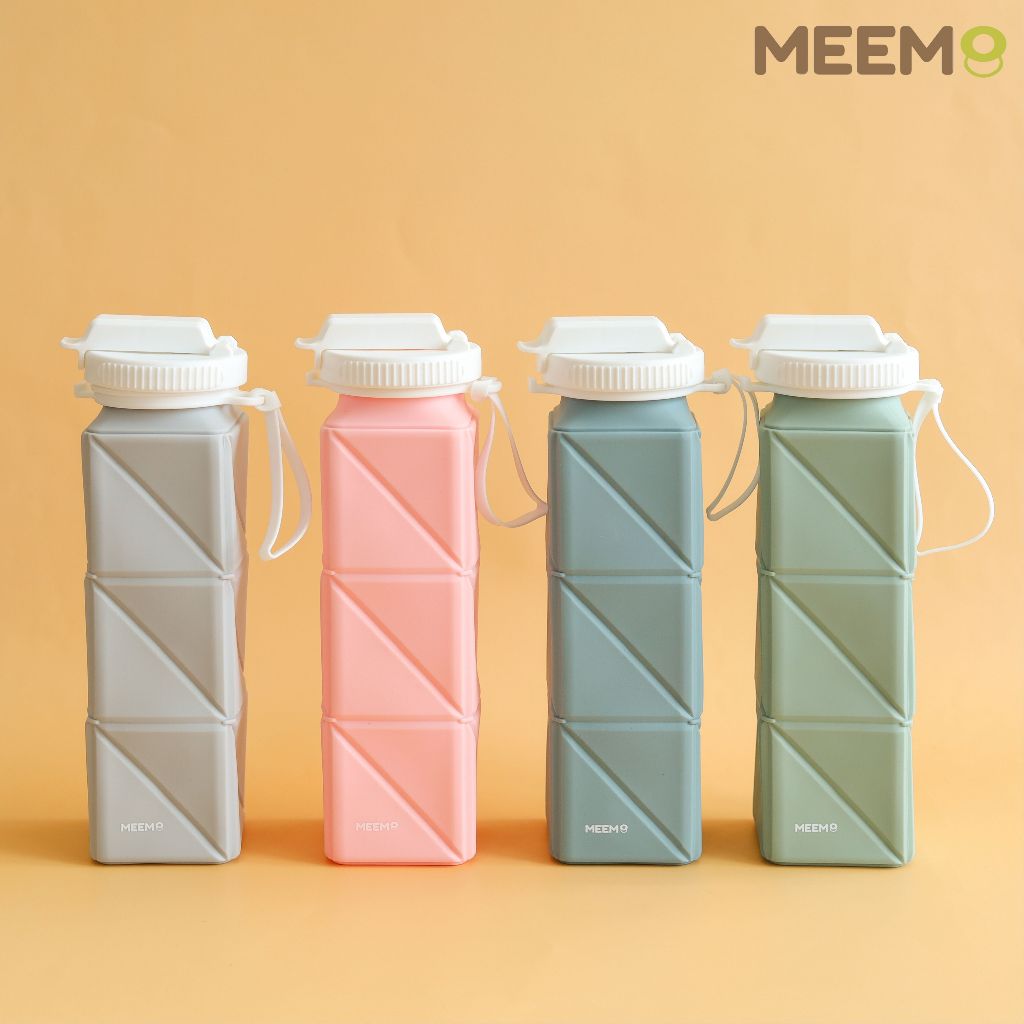 MEEM ขวดน้ำซิลิโคน แบบพับได้ สำหรัพกพา ใช้ได้ทั้งเด็กและผู้ใหญ่