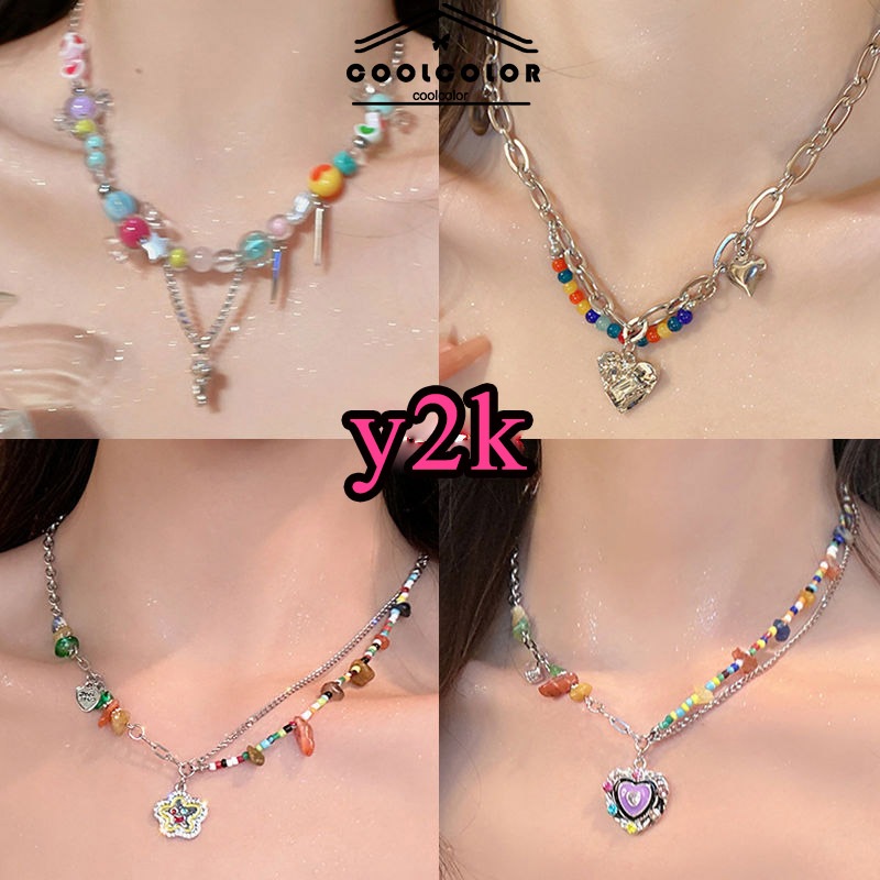 ในไทย สร้อยลูกปัด y2k โบฮีเมียหลากสีลายหัวใจโดปามีนบุคลิกภาพInsแฟชั่นเครื่องประดับสําหรับผู้หญิง
