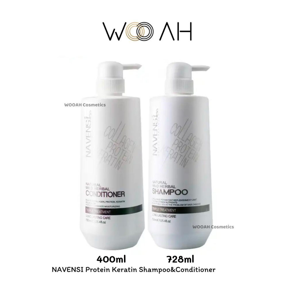 Navensi Collagen Protein Keratin Shampoo&Conditioner แชมพู&ครีมนวด นาเวนซี่ คอลลาเจน โปรตีน เคราติน 400ml