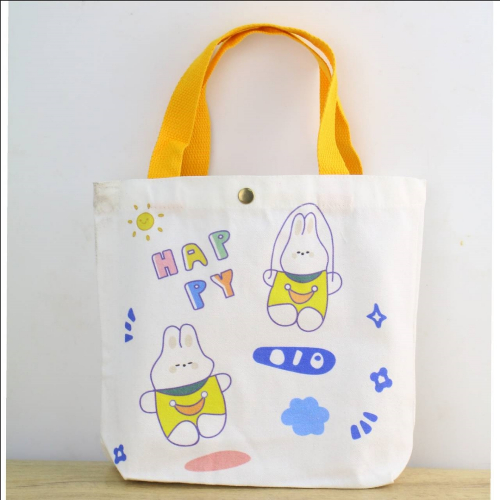 862พร้อมส่ง กระเป๋าผ้าแคนวาสสไตล์ญี่ปุ่นและเกาหลี กระเป๋าการ์ตูนน่ารักสไตล์