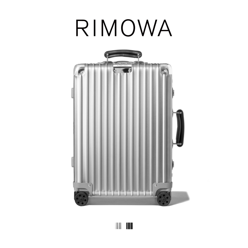 NEW 2024 RIMOWA Classic กระเป๋าเดินทางขนาด 20 นิ้ว Silver Black