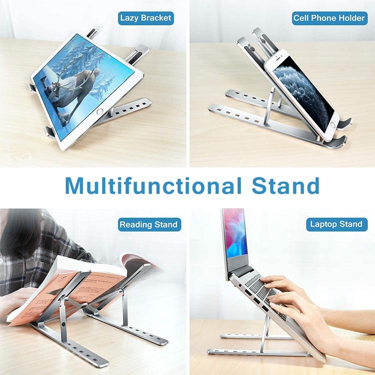 Laptop Stand อลูมิเนียม แท่นวางโน๊ตบุ๊คพับเก็บได้ ขาตั้ง แล็ปท็อป ขาตั้งโน๊ตบุ๊คพกพา Laptop Holder ที่วางคอมพิวเตอร์บนโต