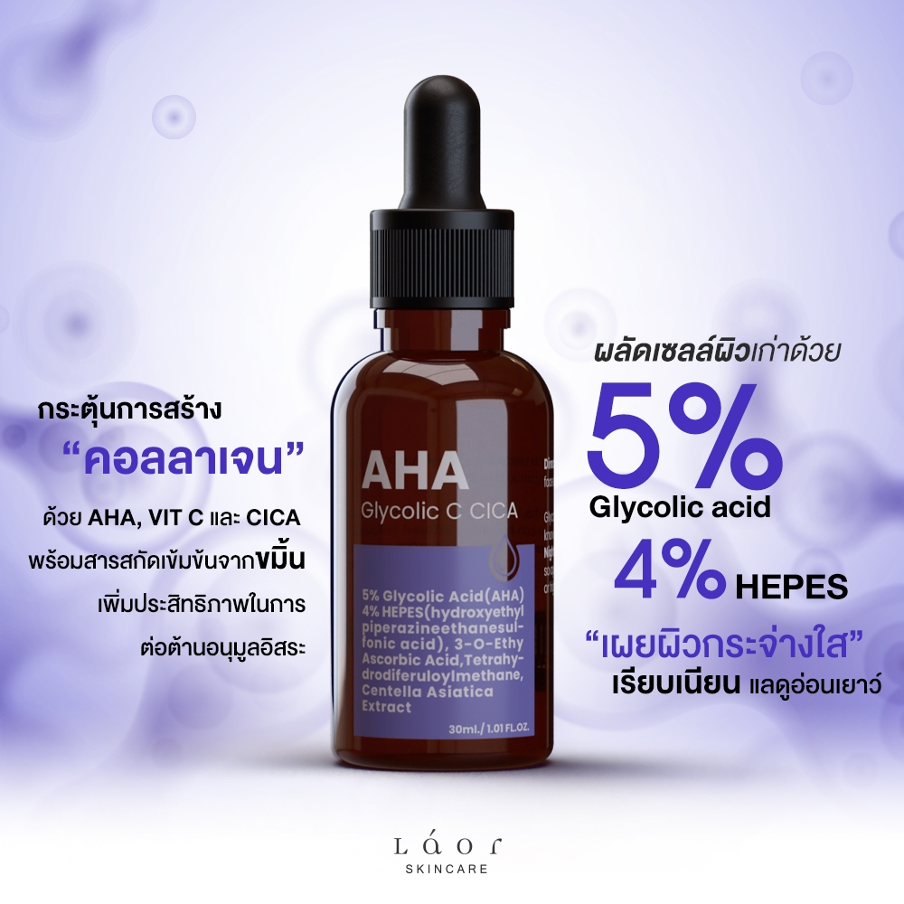 LAOR - Glycolic Acid C CICA ผลัดเซลล์ผิวเก่า เผยผิวกระจ่างใส ลดจุดด่างดำ กระตุ้นคอลลาเจน