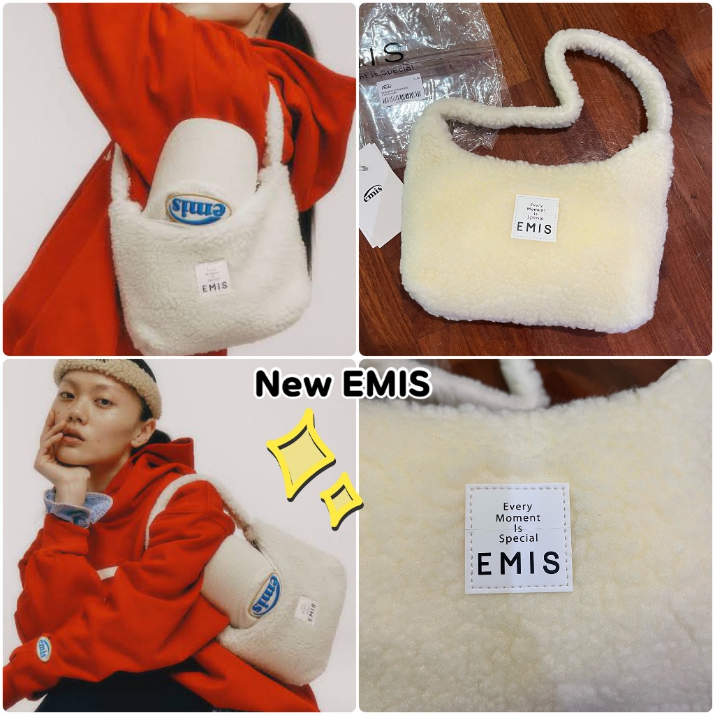 EMIS Boucle hobo bag กระเป๋าสะพาย ขนปุกปุยสี ivory - New