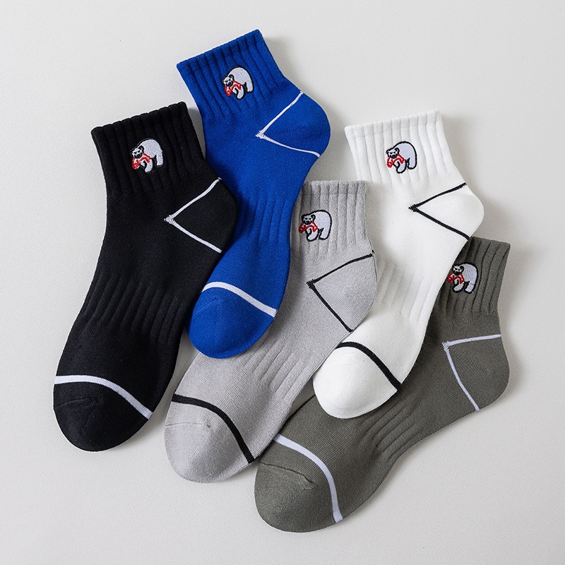 MIX’S SOCKS ถุงเท้าลายหมีคาบปลา ข้อสั้น ข้อกลาง