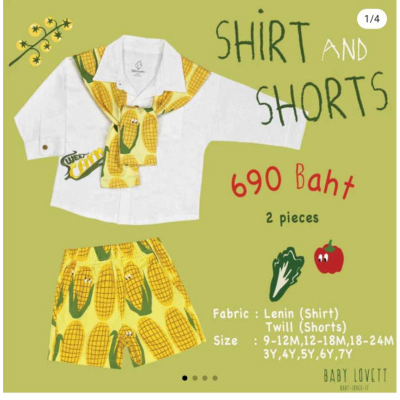 (New in pack!) Baby Lovett : Veggies 🌽 Shirt &amp; Shorts / 12-18