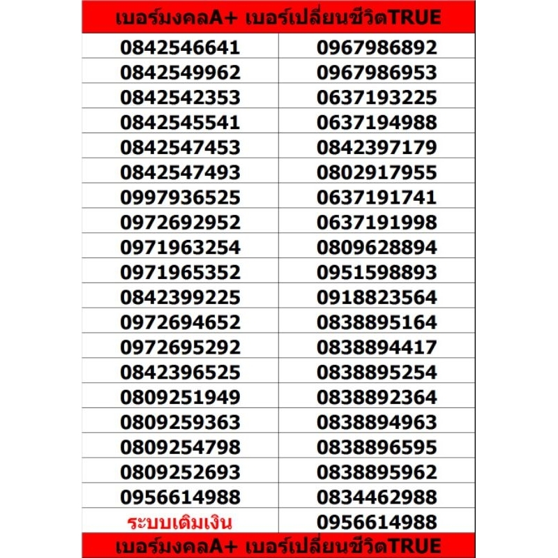 เบอร์มงคลเกรดA+ เบอร์เสริมชีวิต เบอร์เปลี่ยนชีวิต เบอร์พลิกชีวิต ซิมเติมเงินค่าย TrueMove H