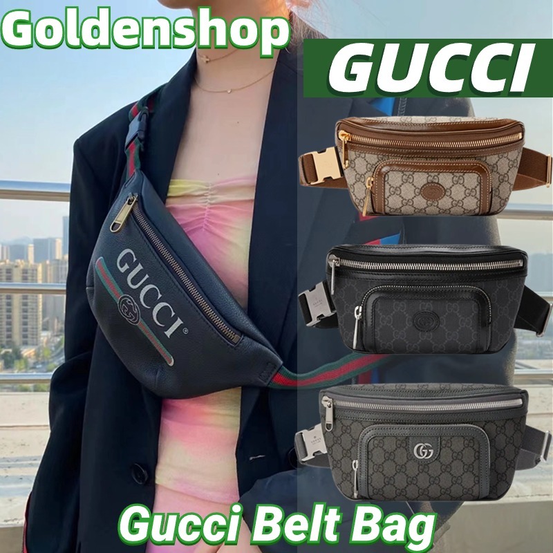 🍒กุชชี่ Gucci Belt Bag With Interlocking G🍒กระเป๋าสะพายเดี่ยว กระเป๋าคาดเอว ขายร้อน