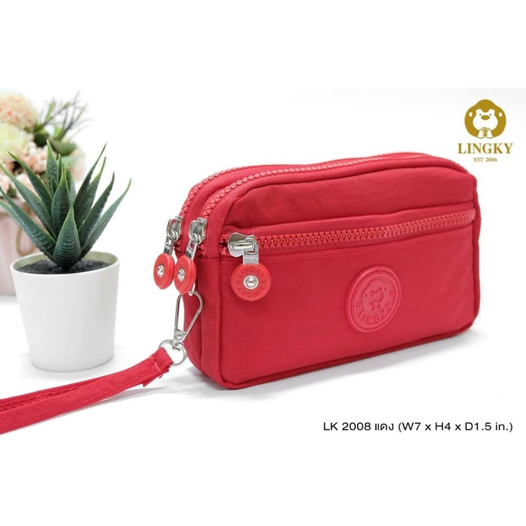 LK-2008 กระเป๋าคล้องมือ ผ้าร่มรุ่น ไซส์ 7" (ใส่โทรศัพท์ได้ทุกรุ่นและใส่แบงค์พันไม่ต้องพับค่ะ) มีทั้งหมด 3 ซิป