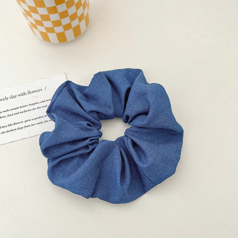 Cicishop(250/630/350)ยางรัดผมผ้ายีนส์ แต่งโบว์ ลายดอกไม้ เข้ากับทุกลุค - รูปที่ 3