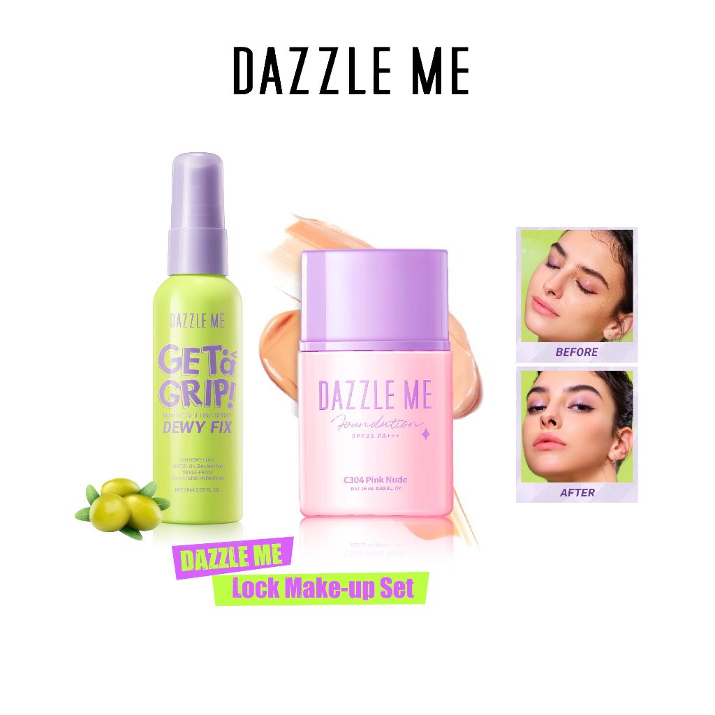 DAZZLE ME Lock Make-up Set (Get a Grip! Makeup Setting Spray + Day by Day Foundation SPF 25 PA+++)