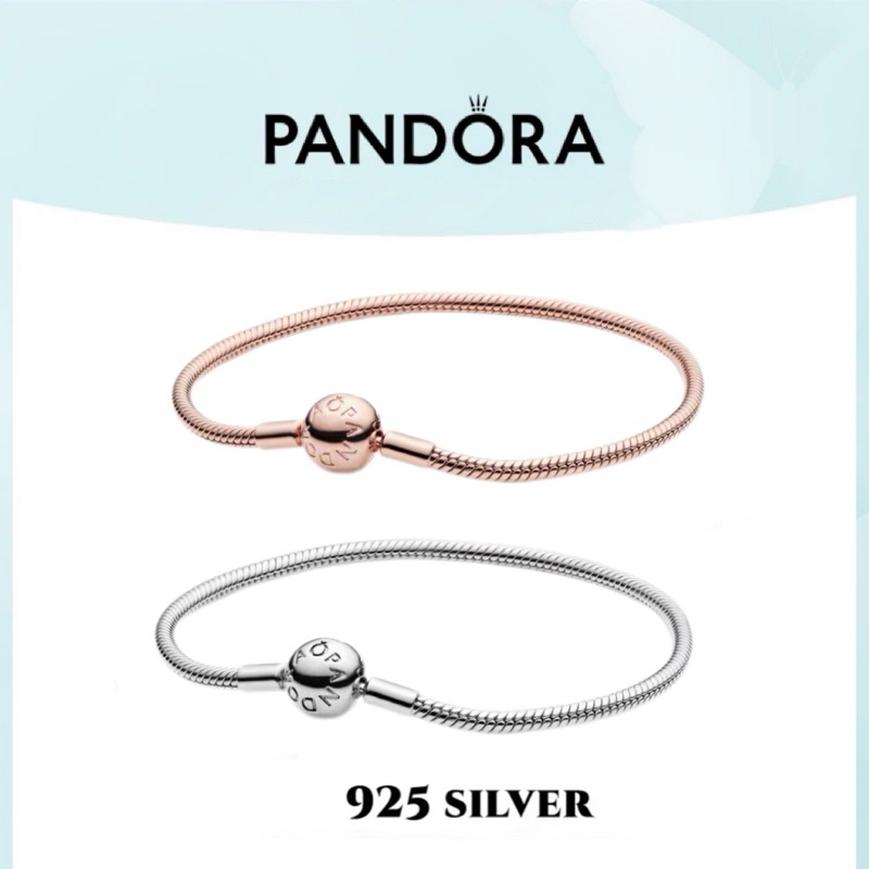 [ส่งจากกรุงเทพ]Pandora แท้ เงิน925 สร้อยข้อมือ กำไล Moments Snake Bracelet Available with pendants and clips