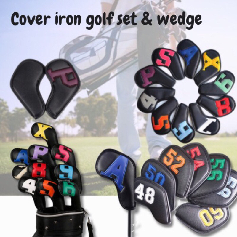 ปลอกครอบหัวไม้กอล์ฟชุดเหล็กและเวดจ์ Head cover iron golf 10 pcs./pack #4-X & cover wedge