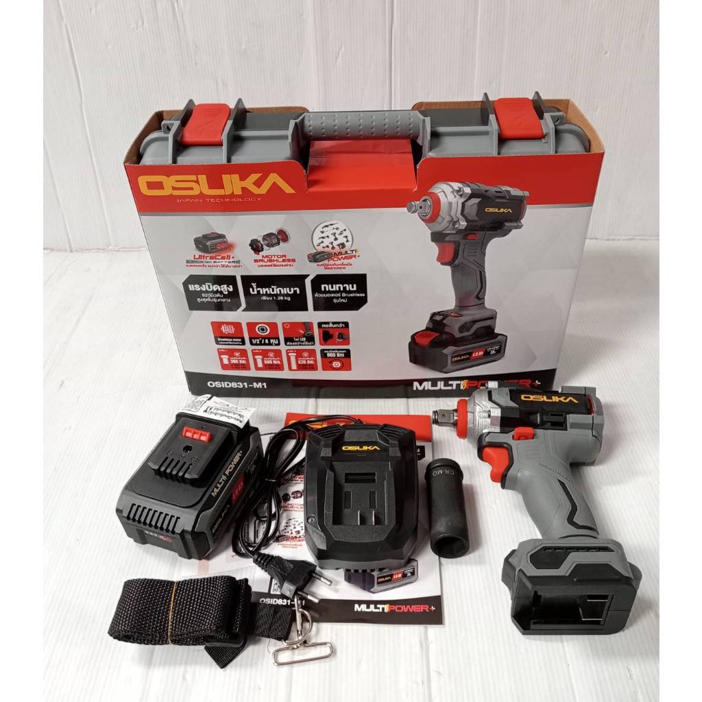 OSUKA บล็อกไฟฟ้าไร้สาย20V 1/2 รุ่นOSID831-M1 แบตเตอรี่ MULTIPOWER 20v 4.0Ah1ก้อน 800 Nm ของแท้100%
