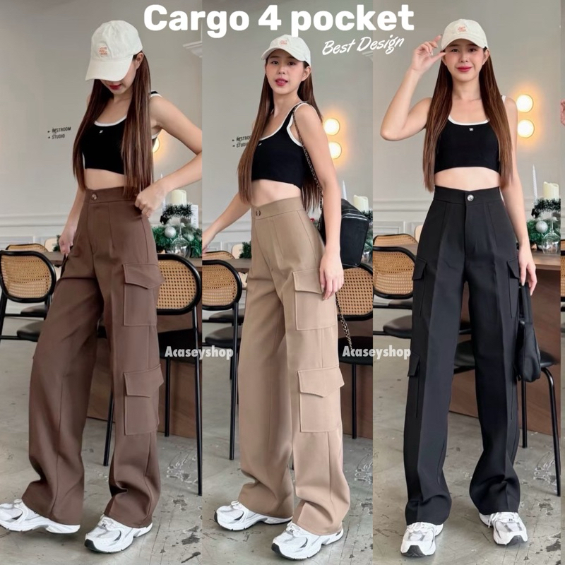 Acasey กางเกงขายาวคาร์โก้ CARGO PANT 4 POCKET🐣