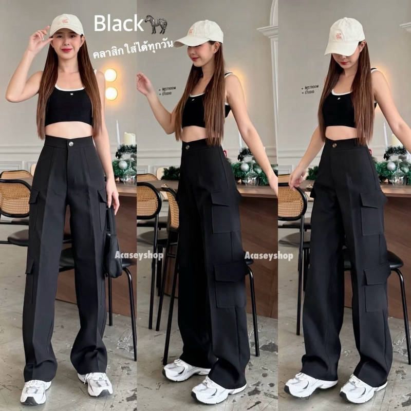 Acasey กางเกงขายาวคาร์โก้ CARGO PANT 4 POCKET🐣 - รูปที่ 3