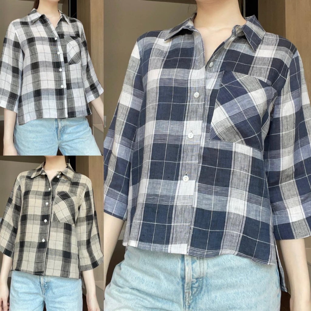 H5เสื้อเชิตลินินทอลายสก็อต