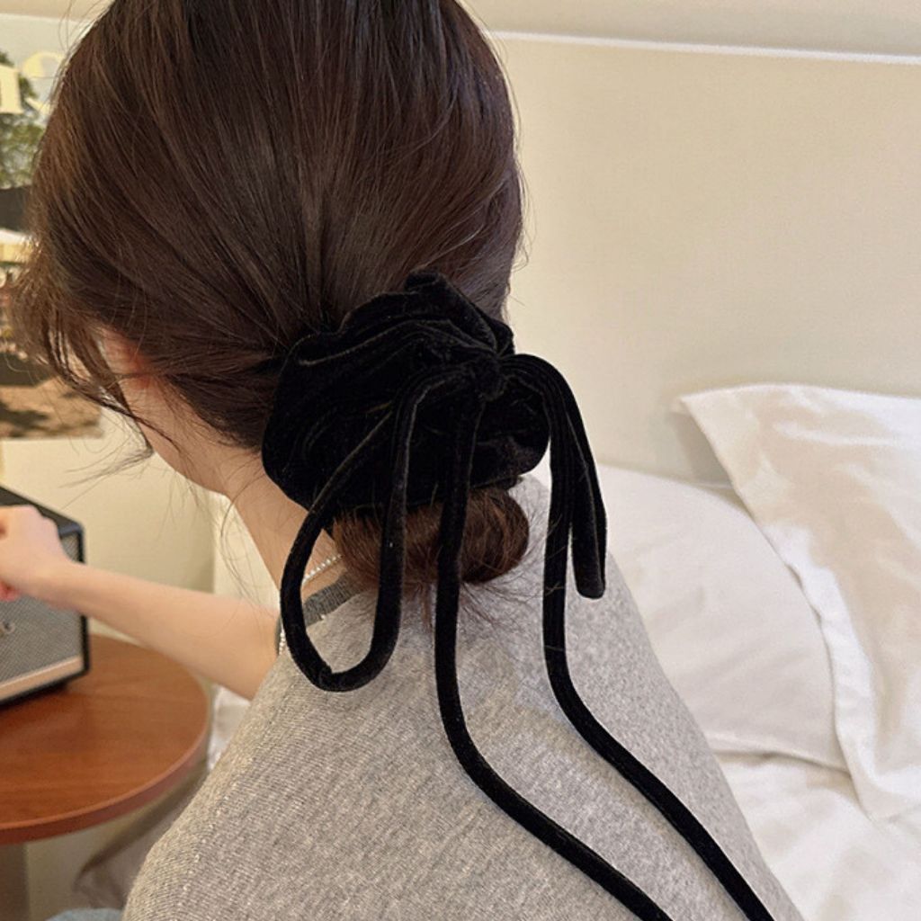 🔥พร้อมส่ง🔥โบว์มัดผมกำมะหยี่ โบว์มัดผมเกาหลีสุดน่ารัก - รูปที่ 3