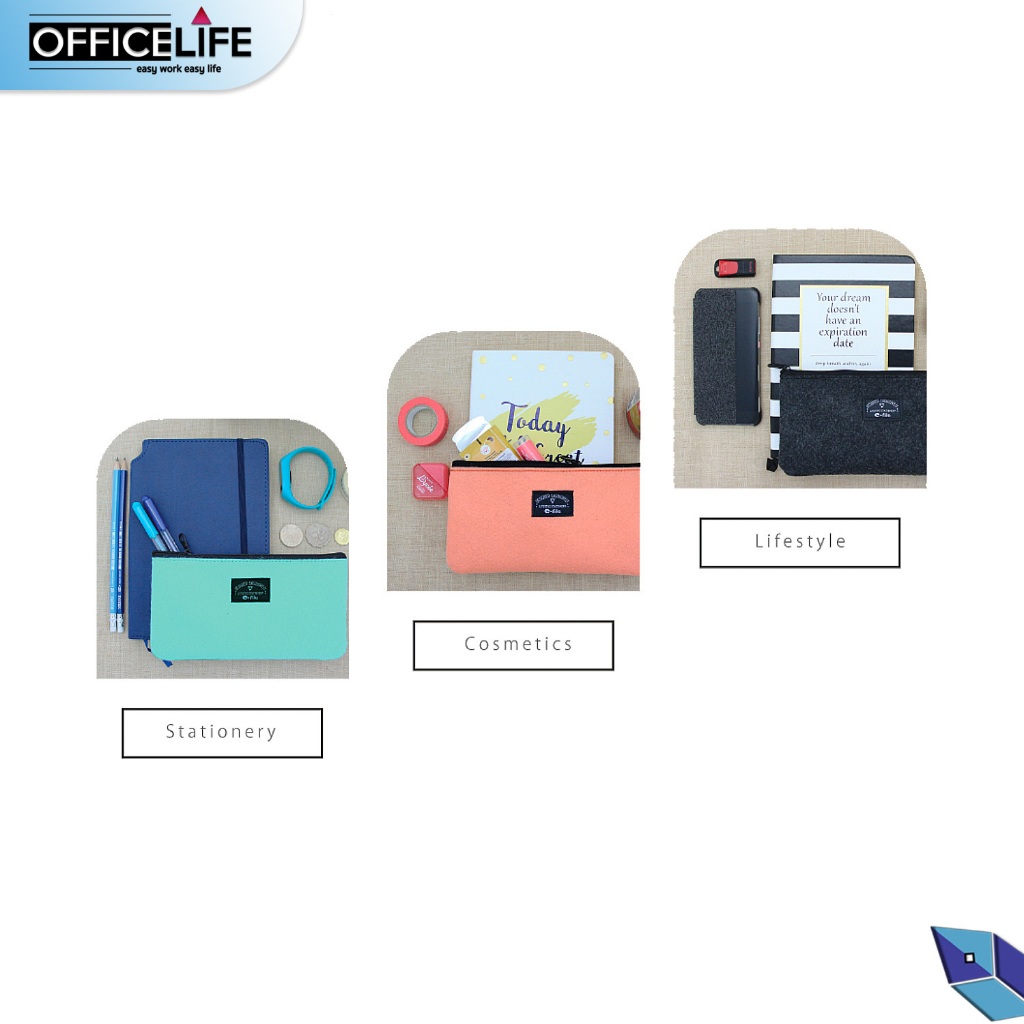 e-file (อี-ไฟล์) กระเป๋าคัลเลอร์แฟป Color Fab กระเป๋าดินสอ ผ้าโพลีเอสเตอร์ซับด้านใน รุ่น CPK51 สุ่มสี / 1 ใบ