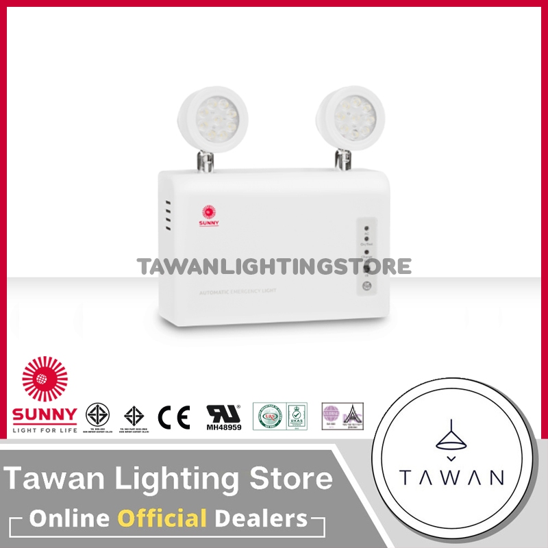 Sunny Emergency light โคมไฟฉุกเฉิน แสงขาว รุ่น SG209CD3 SG209CD6 สำรองไฟ 3ชั่วโมง 6ชั่วโมง