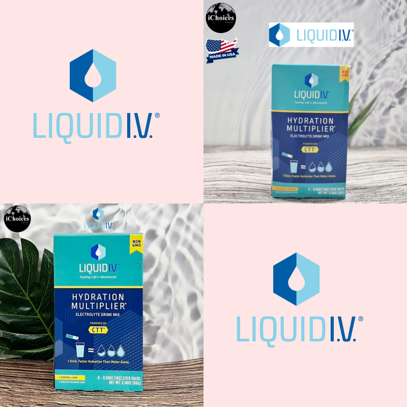 [Liquid I.V.] Hydration Multiplier Electrolyte Drink Mix 6 Stick Packs 96 g ผงอิเล็กโทรไลต์ ไฮเดรชัน