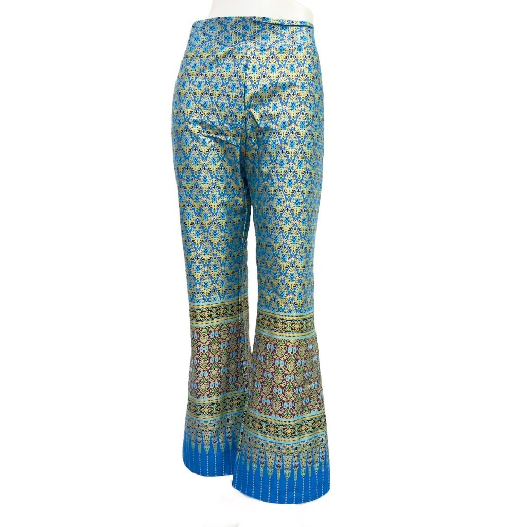 กางเกงขาม้าผ้าพิมพ์ทอง ผ้าเงาสวย