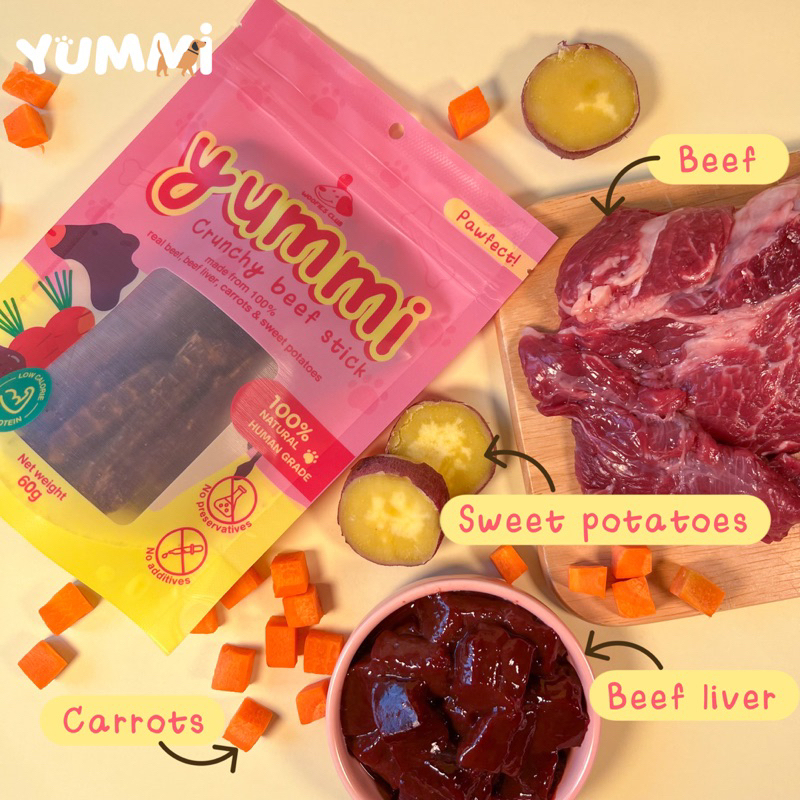 ขนมสุนัข Beef lover set Yummi เซ็ทขนมรสเนื้อวัว 3 ถุง ทำจากเนื้อสัตว์และผัก100% - รูปที่ 3
