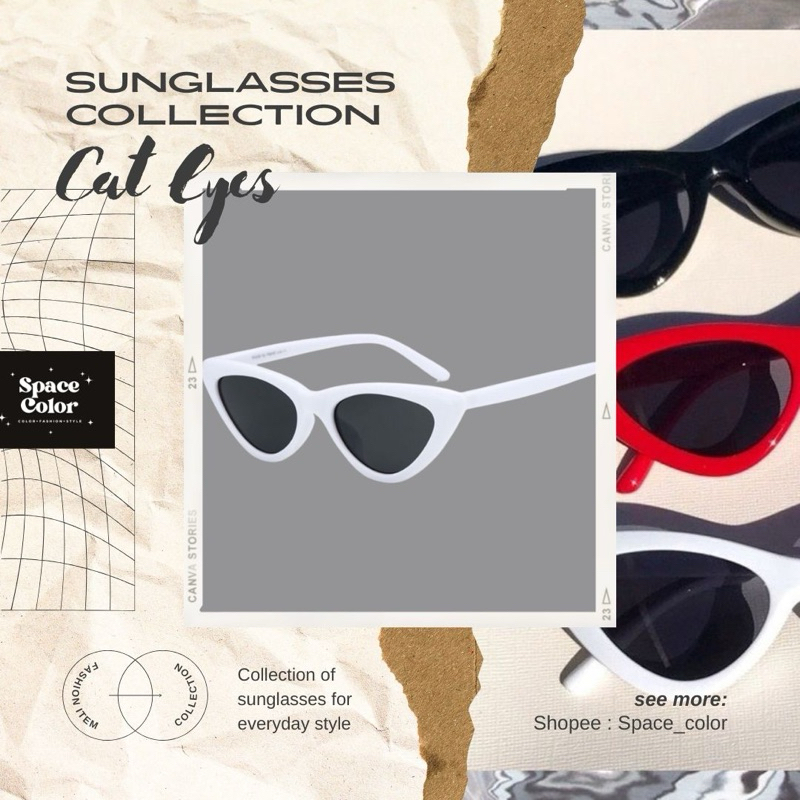 พร้อมส่ง!! แว่นกันแดดทรงCat eyesใส่กันแดดขำๆเก๋ๆแมทช์ทุกลุคทุกสไตล์