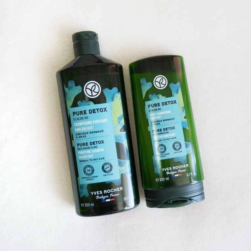 อีฟ โรเช แชมพูและครีมนวดลดความมัน Yves Rocher Pure Detox with Organic Algae Purifying Shampoo 300 มล.+Condtioner 200 มล.