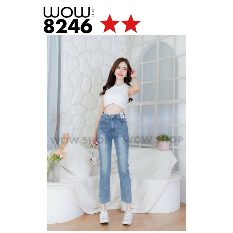 wow shop กางเกงยีนส์ขายาว ผ้ายืด มีหลายแบบจ้า