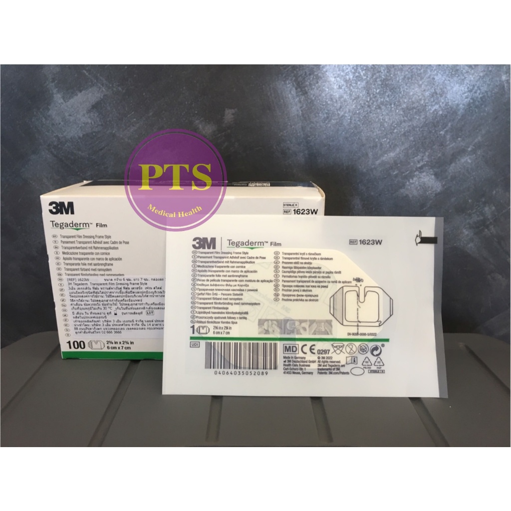 3m Tegaderm Special Ported Cath 6x7cm แผ่นฟิล์มใสกันน้ำปิดเข็มน้ำเกลือ (1623W) (1 แผ่น)