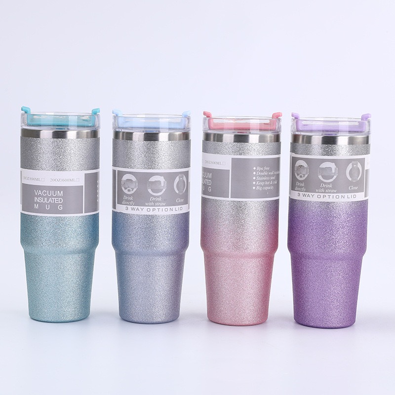 กระบอกน้ำเก็บความเย็น ไล่สี กากเพชร ขนาดใหญ๋ 890ML. ใส่ได้เยอะ เก็บความเย็นได้นาน สินค้างานคุณภาพดี สีสันสวยงาม