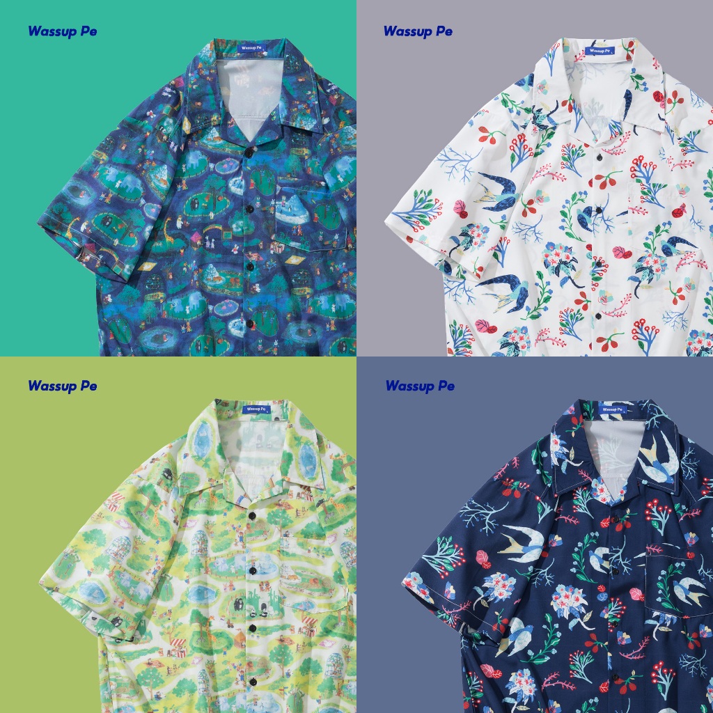 เสื้อเชิ้ต คอปกสูง หลากสี แฟชั่นฤดูร้อน สําหรับผู้ชาย/Wassuppe