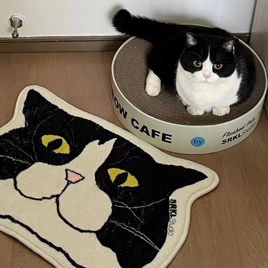 ส่งจากไทย🥐 พรม แมววัวนม  rug พรมเช็ดเท้า กันลื่น มินิมอล น่ารัก ของแต่งห้อง carpet Tuxedo cat พรมลายแมว 44115