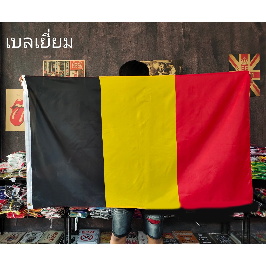 <ส่งฟรี!!> ธงชาติ เบลเยี่ยม Belgium Flag 4 Size พร้อมส่งร้านคนไทย