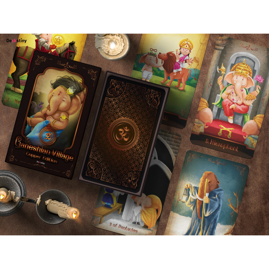 ไพ่พระพิฆเนศ Ganeshian Village Copper Edition Tarot คาเนเชี่ยน วิลเลจ ทาโรต์ เลขมงคล เลือกเลขได้ มือ