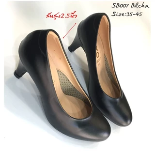 Prettycomfort รองเท้าคัทชู หญิง เล็กกว่าปกติ1ไซส์ ส้นสูง 2.5นิ้ว ใส่ทำงาน เรียน หนังนิ่ม SB007