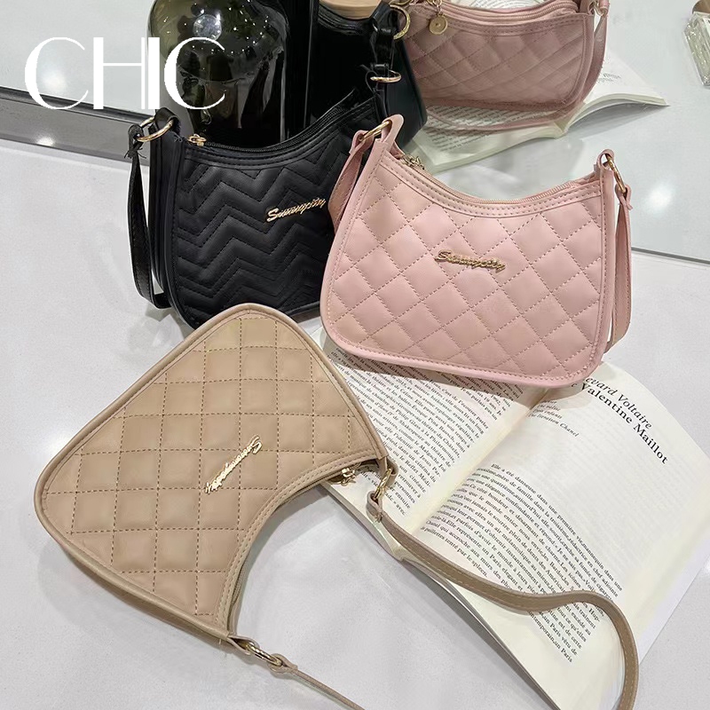 CHIC- กระเป๋าแฟชั่น สำหรับสตรี สะพายไหล่ สไตล์เรียบง่าย สีสวย fashion bag
