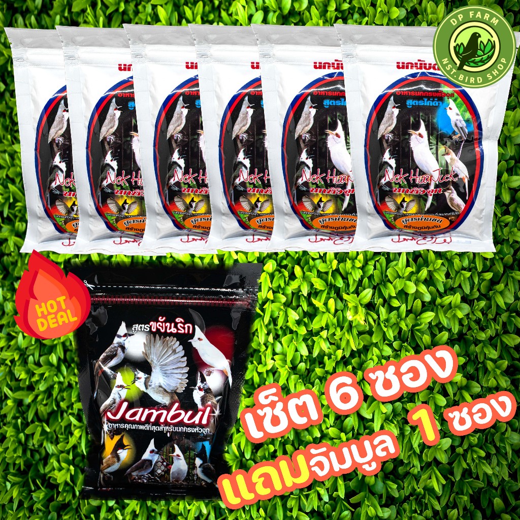 (เซ็ต 6 แถม 1) นกหัวจุก สูตรถ่ายขน สร้างภูมิคุ้มกัน 130 g อาหารนกกรงหัวจุก (แถมจัมบูล B 1 ซอง )