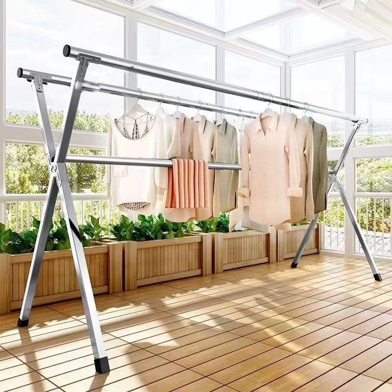 ราวตากผ้าบาร์คู่ x series ราวตากผ้าขนาดใหญ่ สแตนเลส ราวตากผ้าคอนโด ราวเก็บของ ราวตามีหลายขนาดให้เลือก ยืด-หด พับเก็บได้ - รูปที่ 5