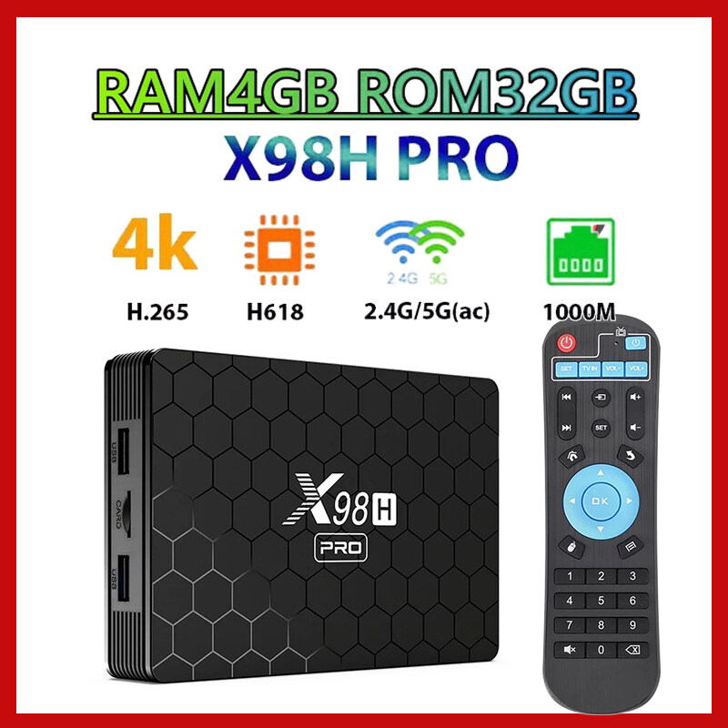 X98H PRO สมาร์ททีวีกล่อง Android 12 ALLWINNER H618 4G 32G TVBOX 2.4/5G dual Wifi6 1000M LAN BT5.0 H.265 4K 99