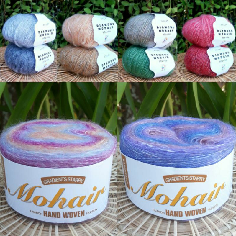 ไหมพรม Mohair (โมแฮร์สังเคราะห์) เส้นใยอะคริลิค ไหมถักเนื้อนุ่มบางเบา สีเหลือบ 50 กรัม และสีพื้น 25 กรัม(สินค้าพร้อมส่ง)