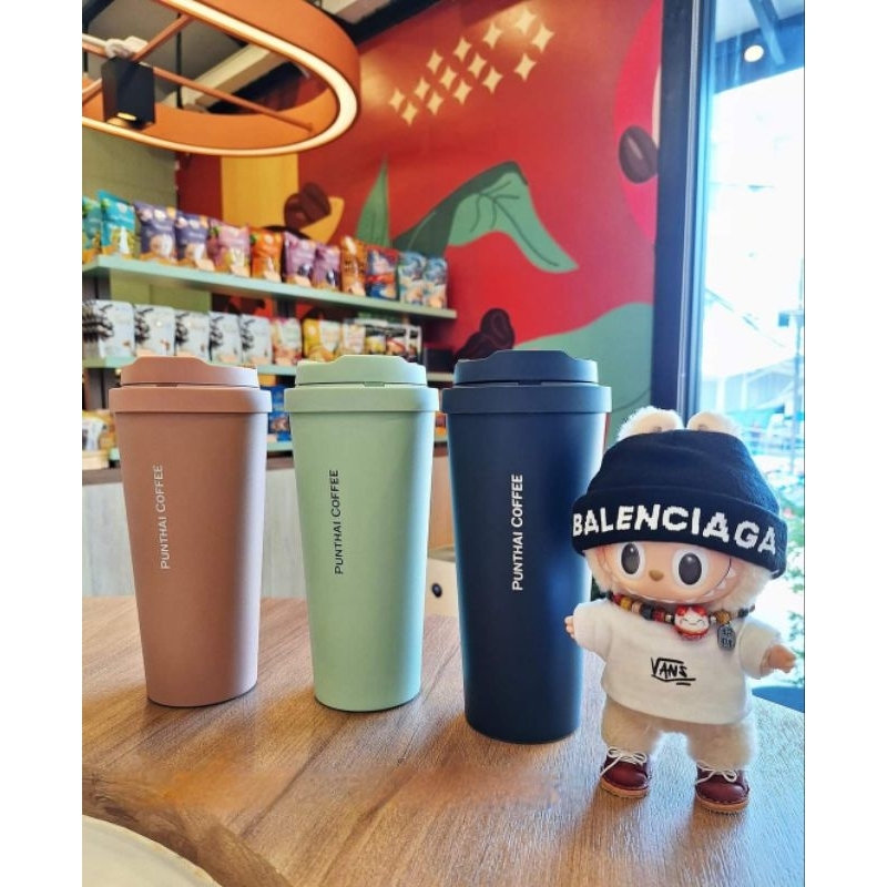 แก้วน้ำสแตนเลส เก็บความเย็น Punthai x LocknLock 550ml. รุ่นEnergetic One Touch Tumbler ปริมาณ 550 ml