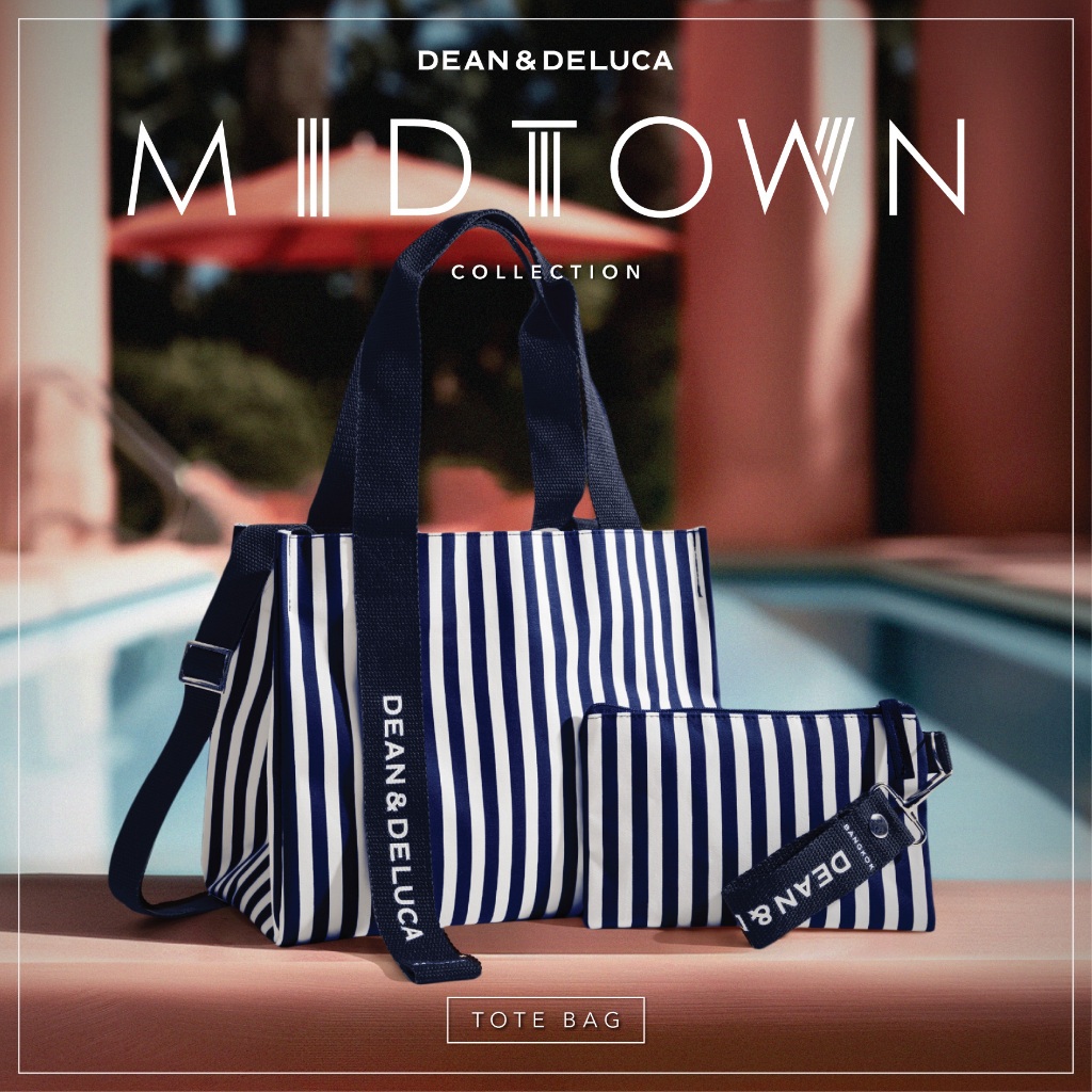 DEAN&DELUCA BANGKOK MIDTOWN STRIPE NAVY TOTE BAG & POUCH